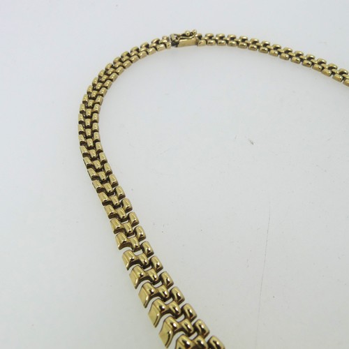 164 - A 9ct yellow gold 'Cleopatra' fringe Necklace, 41cm long, 18.g.