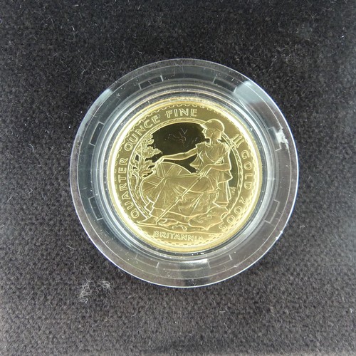 311 - A cased Royal Mint Britannia gold Proof £25 Coin, quarter ounce, dated 2005, with certificate 599/75... 