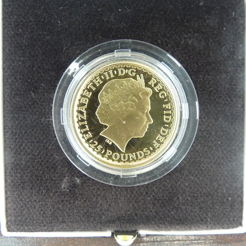 311 - A cased Royal Mint Britannia gold Proof £25 Coin, quarter ounce, dated 2005, with certificate 599/75... 