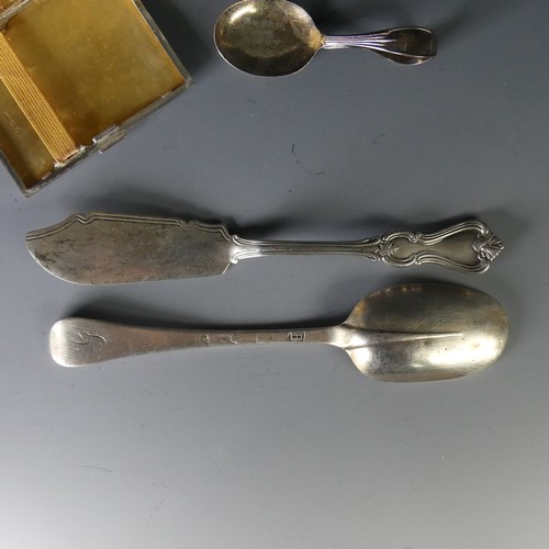 40 - A set of four early 20thC German (800) silver Table Spoons, by Egersdoerfer, beaded handles, initial... 