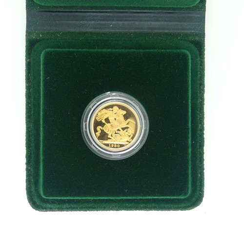 315 - An Elizabeth II gold Sovereign, dated 1980, in Royal Mint Proof presentation case with certificate.... 