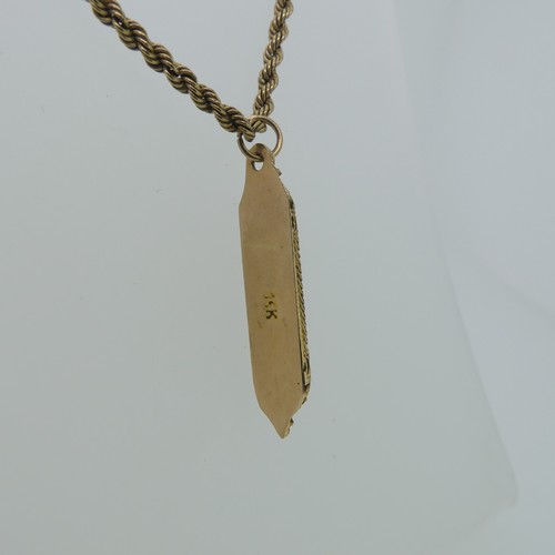 172 - A 9ct gold ropetwist Chain, 61cm long, 3.2g, with a small 14k gold pendant suspended, 1.2g.... 