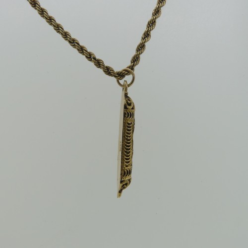 172 - A 9ct gold ropetwist Chain, 61cm long, 3.2g, with a small 14k gold pendant suspended, 1.2g.... 