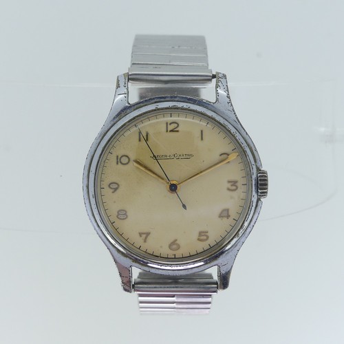 291 - A vintage Jaeger Le-Coultre gentleman's Wristwatch, chrome plated steel case with champagne dial, Ar... 