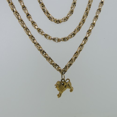 174 - A Victorian graduated triple row 10ct gold chain Necklace, with watch clip clasp marked 10c and one ... 