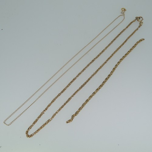 259 - A 9ct gold fancy link Chain, unmarked but tested, 40cm long, with replacement bolt ring clasp, a par... 