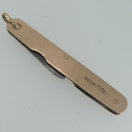 260 - An Edwardian 9ct gold mounted Penknife, by Needham Brothers Ltd., hallmarked Sheffield, 1905, with t... 