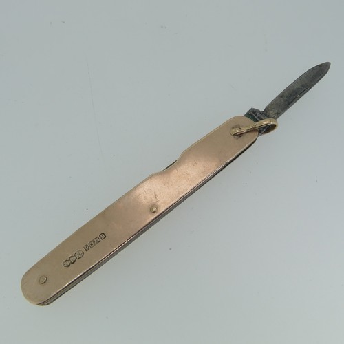 260 - An Edwardian 9ct gold mounted Penknife, by Needham Brothers Ltd., hallmarked Sheffield, 1905, with t... 