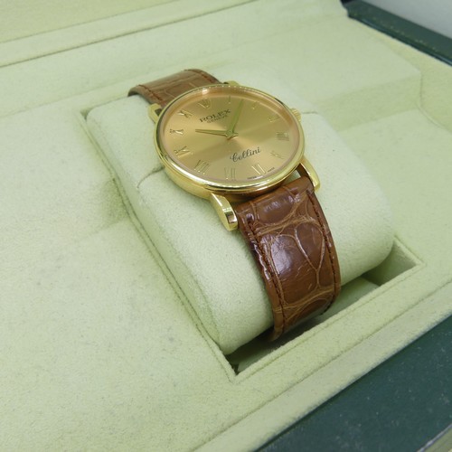 292 - Rolex; A gentleman's 18ct yellow gold Cellini Wristwatch, 5115 / 8, serial no. D765172, on original ... 