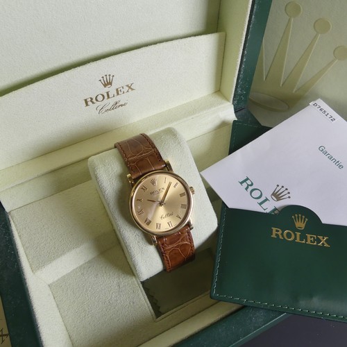 292 - Rolex; A gentleman's 18ct yellow gold Cellini Wristwatch, 5115 / 8, serial no. D765172, on original ... 