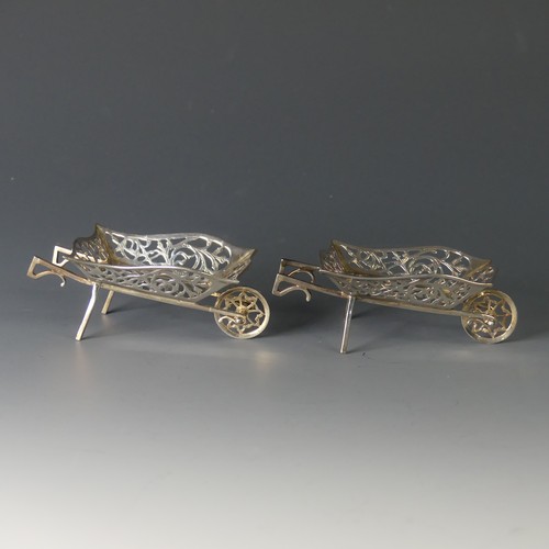 69 - A pair of novelty Edwardian silver miniature Wheelbarrows, by Cornelius Desormeaux Saunders & Ja... 