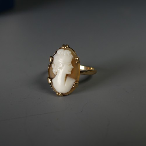 273 - A 9ct gold mounted oval shell cameo Brooch, with metal pin reverse, 6cm long, together with a 9ct go... 