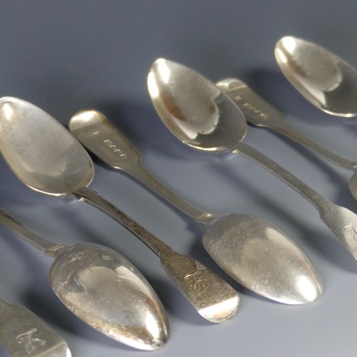 73 - A harlequin set of eleven 19thC silver fiddle pattern Dessert Spoons, three William Chawner II Londo... 