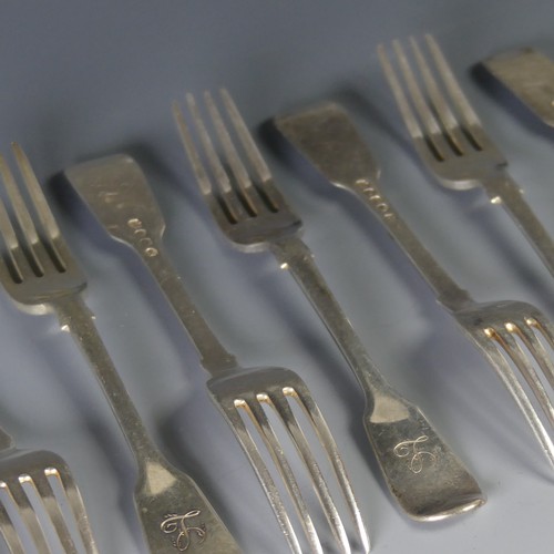 75 - A set of four Victorian silver fiddle pattern Dessert Forks, by Joseph & Albert Savory, hallmark... 