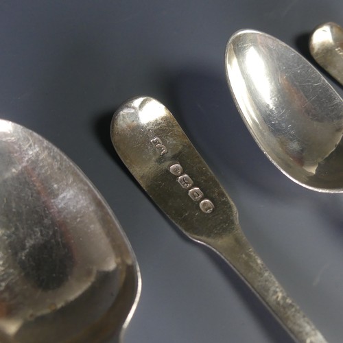 76 - A set of four George IV silver fiddle pattern Teaspoons, by T Cox Savory, hallmarked London, 1828, 1... 