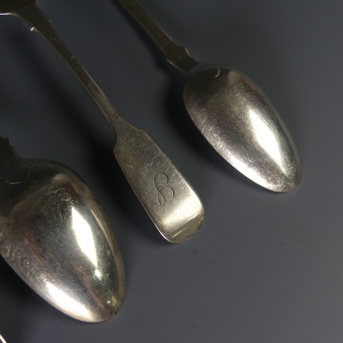 76 - A set of four George IV silver fiddle pattern Teaspoons, by T Cox Savory, hallmarked London, 1828, 1... 