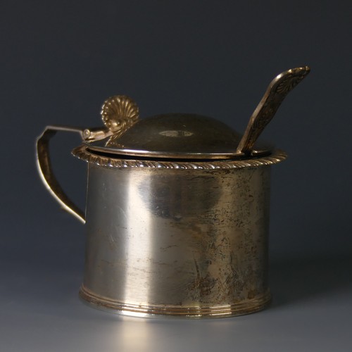 81 - A Victorian silver Mustard Pot, by William Robert Smily, hallmarked London, 1842, of pain drum form ... 