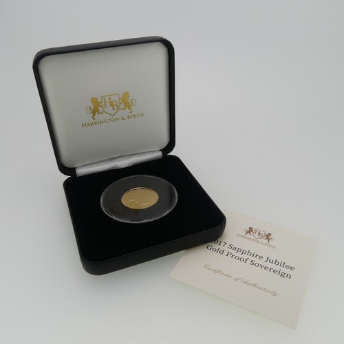 334 - A cased Elizabeth II 'Sapphire Jubilee' gold Proof Sovereign, dated 2017, with certificate.... 