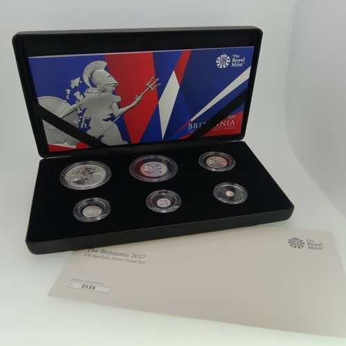 339 - The Royal Mint Britannia 2017 UK Six-Coin silver proof set, with certificate no. 686 of 2500.... 