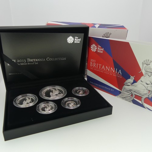 340 - The Royal Mint 2010 Britannia Four-Coin silver proof set, with certificate, together with The Royal ... 