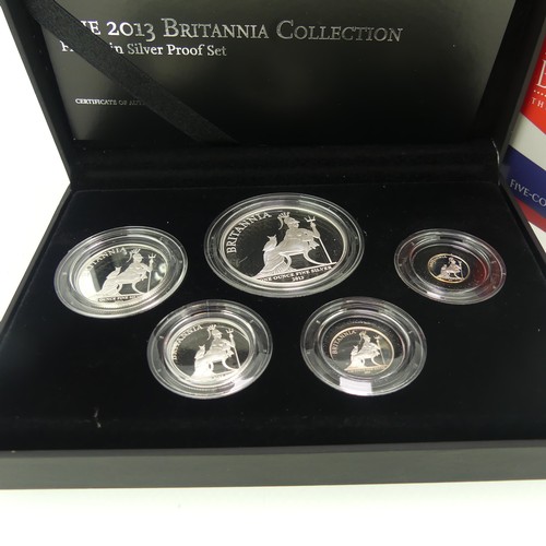 340 - The Royal Mint 2010 Britannia Four-Coin silver proof set, with certificate, together with The Royal ... 