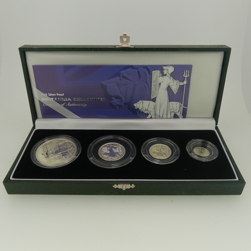 341 - The Royal Mint Silver proof Britannia Collection four Coin Sets, dated 1998, 2007 and 2003 (3)... 