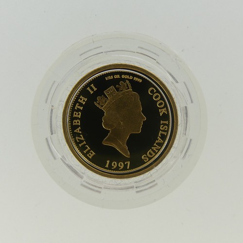 342 - An Elizabeth II Cook Islands Diana, Princess of Wales 5 dollars gold Coin, dated 1997, 1/25oz, with ... 