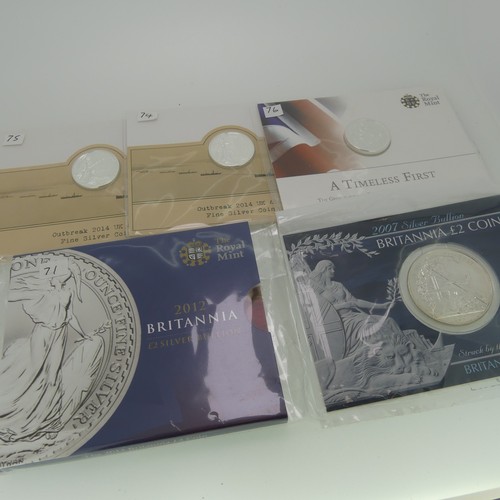 343 - A Royal Mint Britannia £50 fine silver Coin, dated 2015, in carded blister pack, together with... 