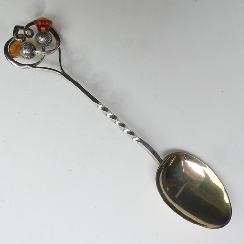 90 - An Edwardian silver Teaspoon, by Charles Horner, hallmarked Chester 1906,with double thistle finial,... 