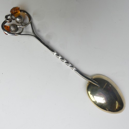 90 - An Edwardian silver Teaspoon, by Charles Horner, hallmarked Chester 1906,with double thistle finial,... 