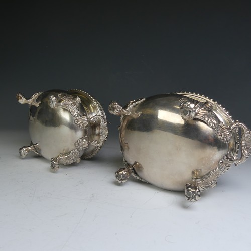 68 - A pair of early 19thC Old Sheffield Plate Sauce Tureens, of oval form with shell capped handle and p... 