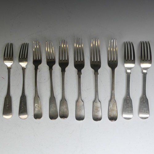 74 - A set of four George III silver fiddle pattern Forks, probably William Welch II, hallmarked Exeter 1... 