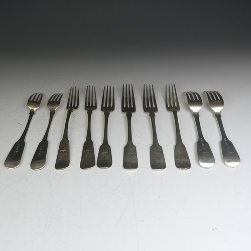 74 - A set of four George III silver fiddle pattern Forks, probably William Welch II, hallmarked Exeter 1... 