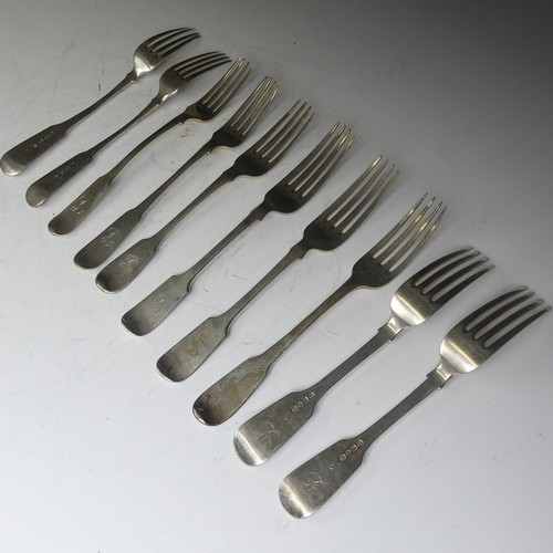 74 - A set of four George III silver fiddle pattern Forks, probably William Welch II, hallmarked Exeter 1... 