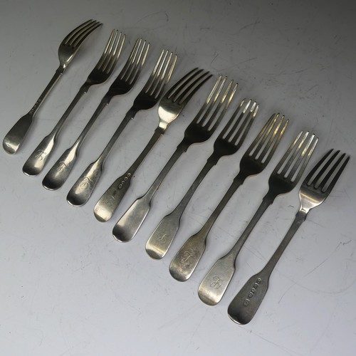 75 - A set of four Victorian silver fiddle pattern Dessert Forks, by Joseph & Albert Savory, hallmark... 