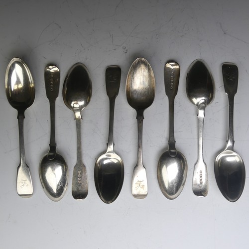 76 - A set of four George IV silver fiddle pattern Teaspoons, by T Cox Savory, hallmarked London, 1828, 1... 