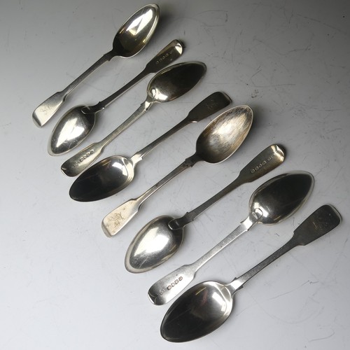 76 - A set of four George IV silver fiddle pattern Teaspoons, by T Cox Savory, hallmarked London, 1828, 1... 