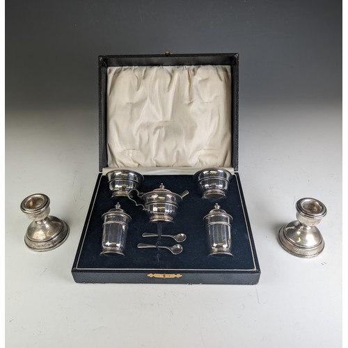 11 - A cased George V silver five piece Cruet Set, by Adie Brothers Ltd., hallmarked Birmingham 1933 (two... 