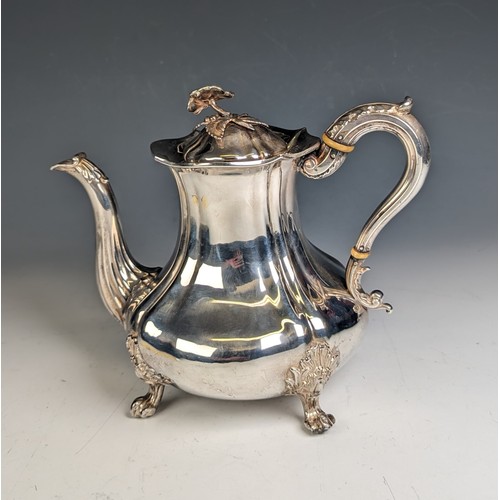 67 - A William IV silver Teapot, by John Watson & Son, hallmarked Sheffield, 1835, of lobed baluster ... 