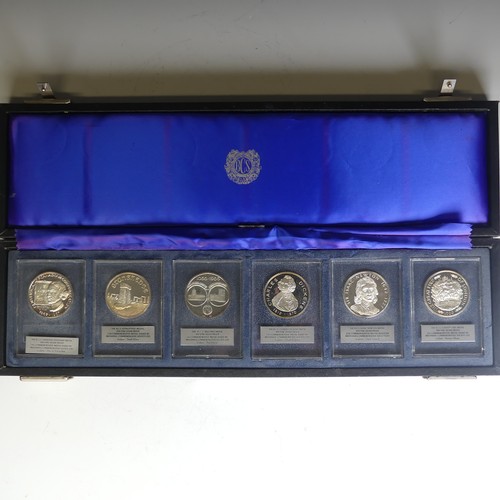 327 - Britannia Commemorative Society'; A cased set of six .999 fine silver Commemorative Medals, no.'s 13... 