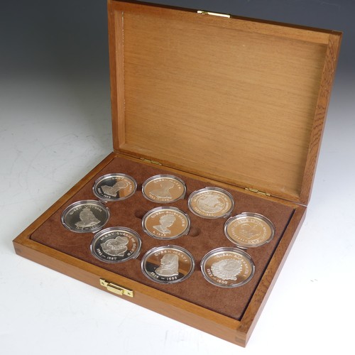 329 - The Birmingham Mint 'Queens of the British Isles' sterling silver medallion Set, hallmarked Birmingh... 