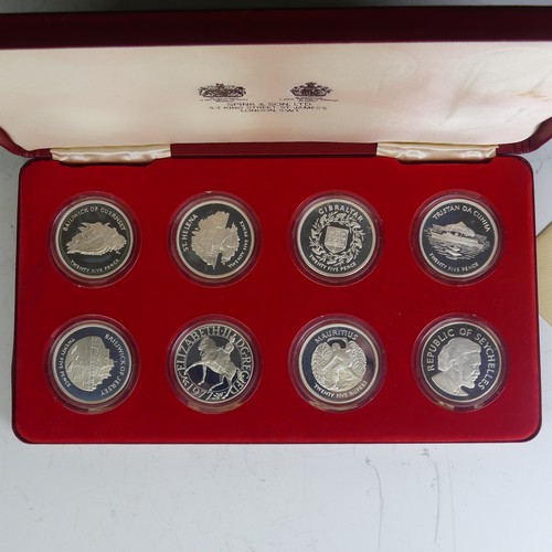 328 - A 1977 Queen Elizabeth II Silver Jubilee commemorative set of eight silver proof Crowns, in Spink &a... 