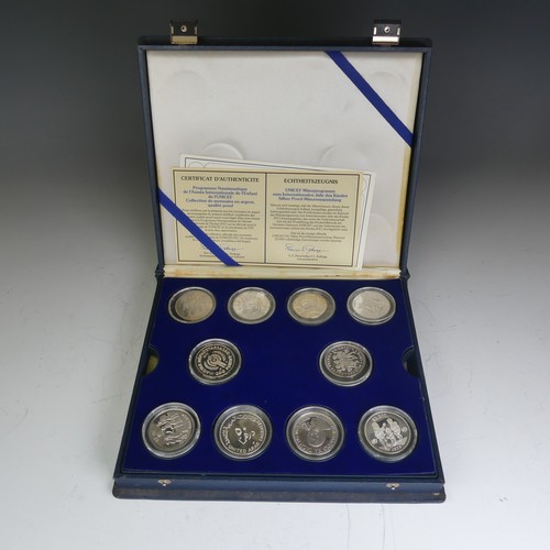 332 - A cased sterling silver 1974 Coinage of Belize eight Coin Set, issued by The franklin Mint, with cer... 