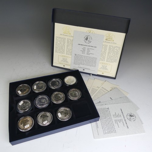 346 - A collection of twenty three Britannia '999 fine silver' one ounce Coins, each in perspex cases, som... 