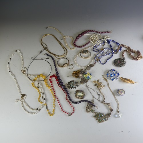 228 - A quantity of Costume Jewellery, including silver cufflinks, chains, charm bracelet, rings, small ci... 