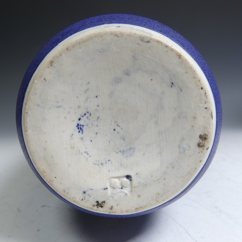 24 - A small quantity of Studio Pottery, to comprise a Bruce Chivers tall Sleeve Vase, in blue, with mott... 