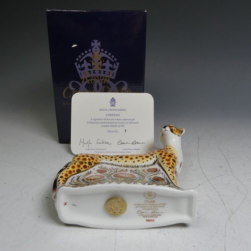 32 - A Royal Crown Derby limited edition 'Cheetah' Paperweight, (7/950) specially designed for Goviers, b... 