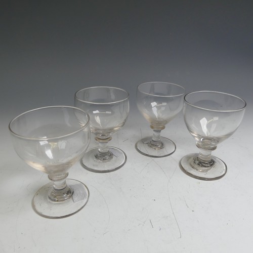 60 - A matched set of mid 19thC glass Rummers, c. 1835, one with engraving to bowl reading 'W. W 1832' wi... 