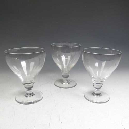 62 - A good quality antique glass Rummer, with ball stem, somewhat rough pontil to base, also with sticke... 