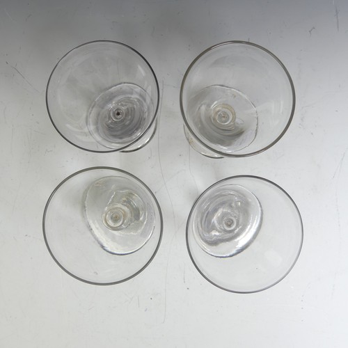 64 - A matched set of four 19thC glass Rummers, with ring neck stems, bowls of varying sizes, H 13cm (4)... 